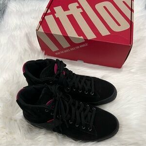 FitFlop Women's Black and Pink High-Top Sneakers